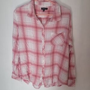 Wild Fable Pink and White Plaid Shirt